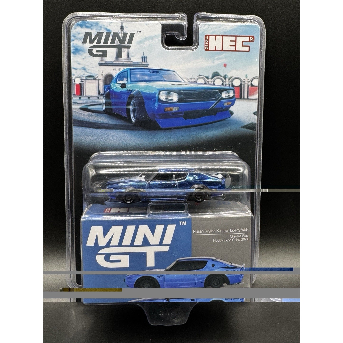 Mini GT 1:64 Nissan Skyline Kenmeri Libetry Walk Chrome Blue HEC 2024 #730