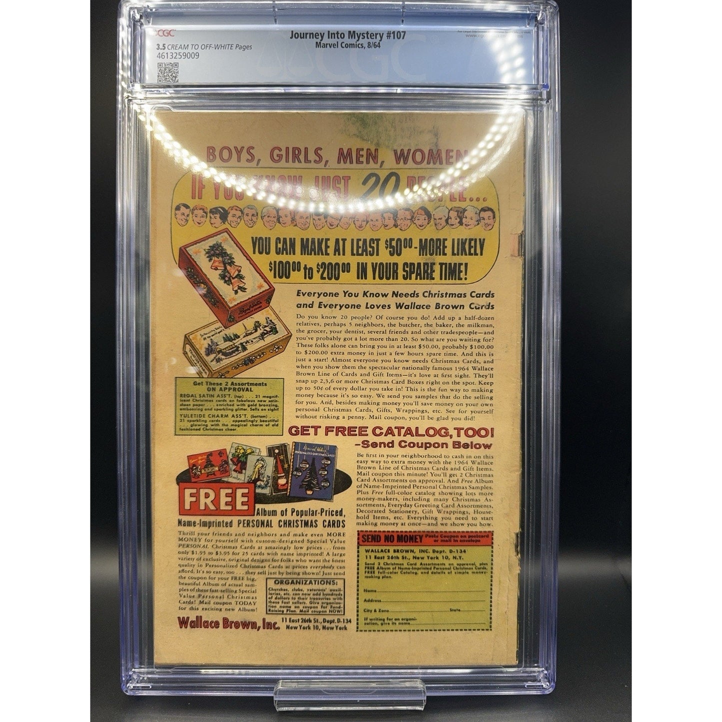 1964 Journey Into Mystery with The Mighty THOR 107 Marvel Comics CGC Graded 3.5