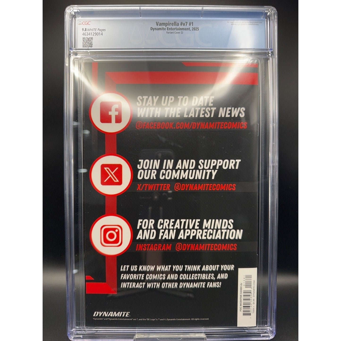 Vampirella v7 #1 - CGC 9.8 - Mark Spears Variant ZJ - Dynamite Entertainment
