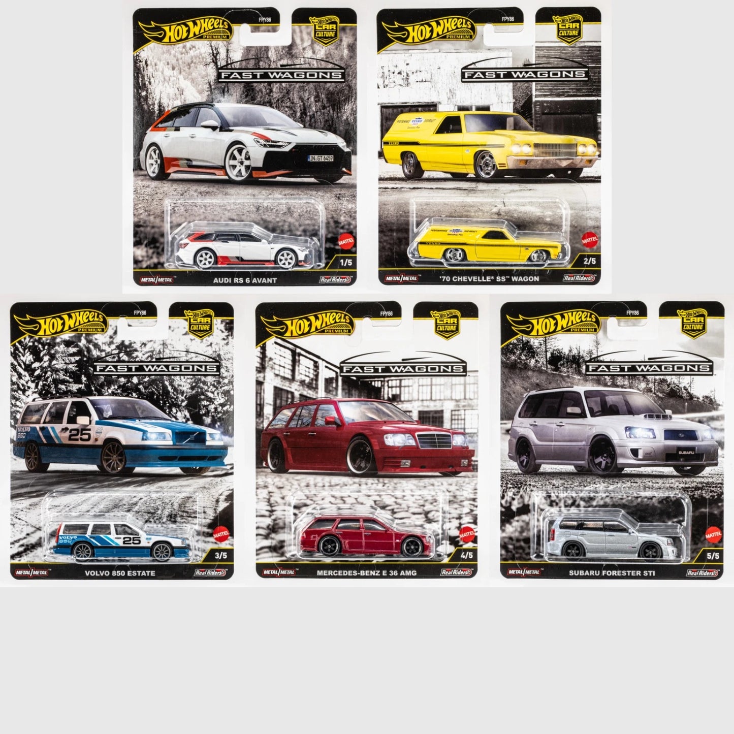 2025 Hot Wheels Premium Car Culture Fast Wagons - Full Set of 5 Cars