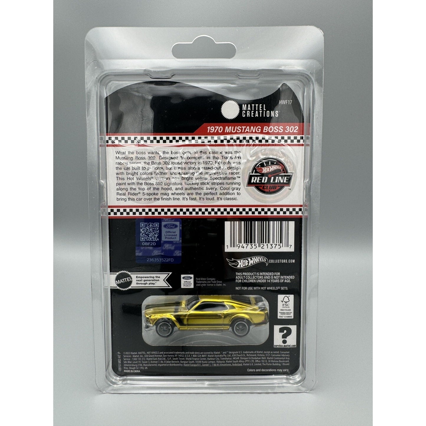 2024 Hot Wheels RLC Gold '70 Mustang Boss 302 Hot Wheels Collectors - In Hand