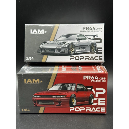 Pop Race 1:64 Mazda RX7 RE-AMEMIYA #287 & Pandem Silvia S13 #288 IAM 2025