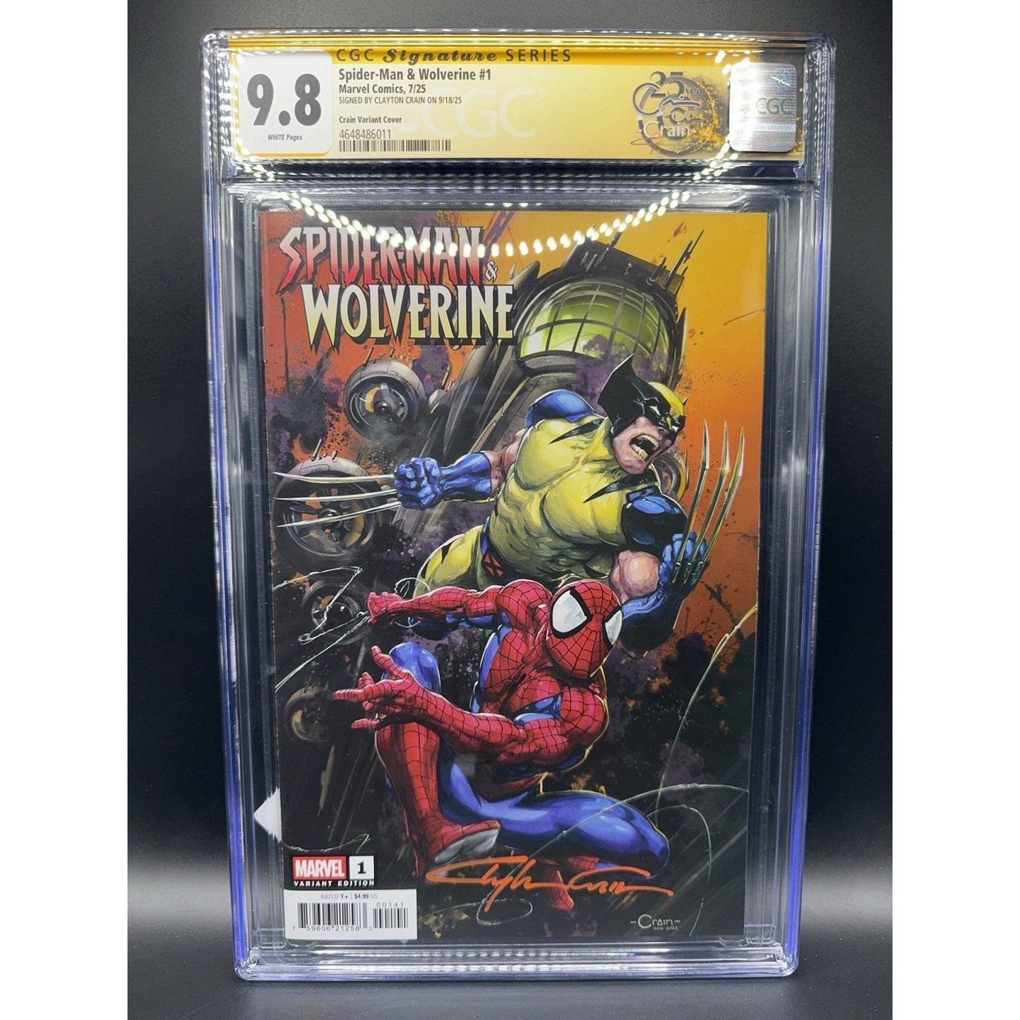 Spider-Man & Wolverine #1 Variant CGC 9.8 SS Clayton Crain Signed Marvel Comics