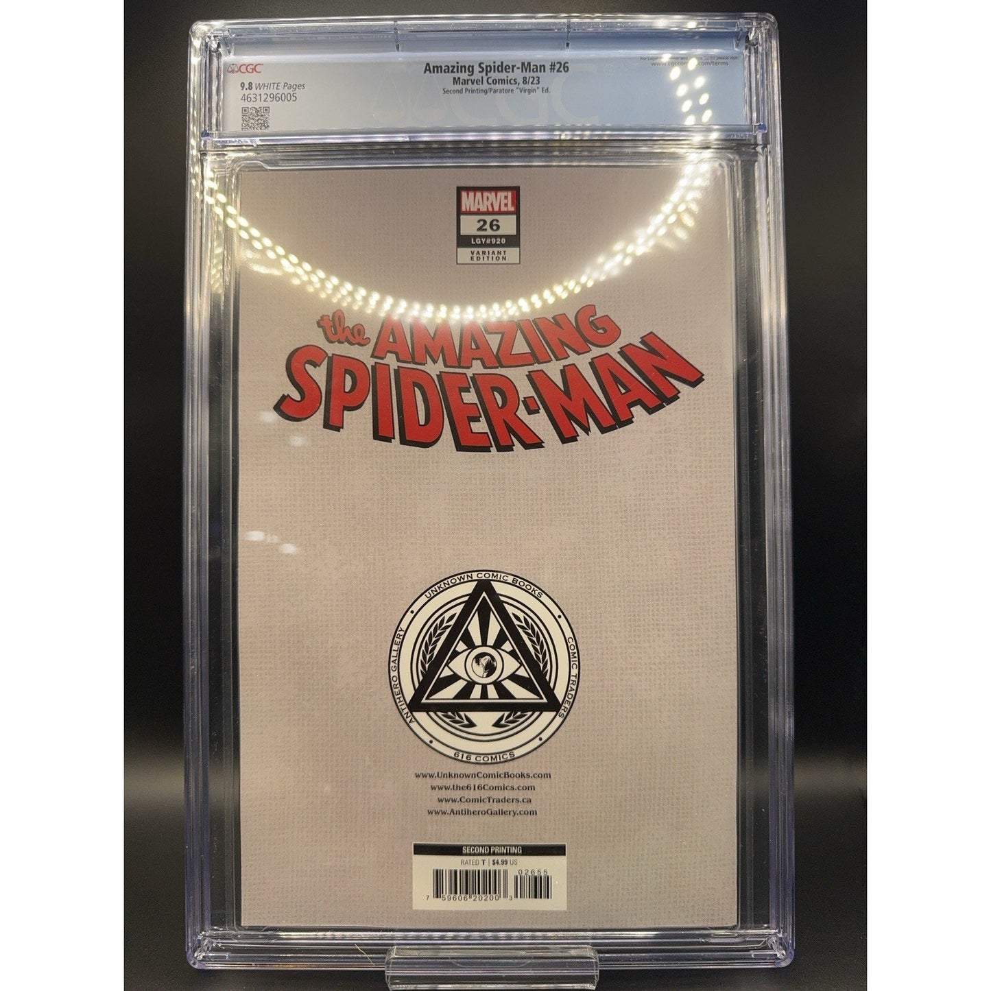 Amazing Spider-Man 26 Davide Paratore Unknown Comics 2nd Print Virgin CGC 9.8