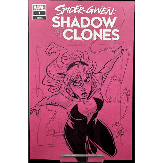 Spider Gwen:Shadow Clones #1 Blank Cover Sketch & Signed By Mariana Moreno