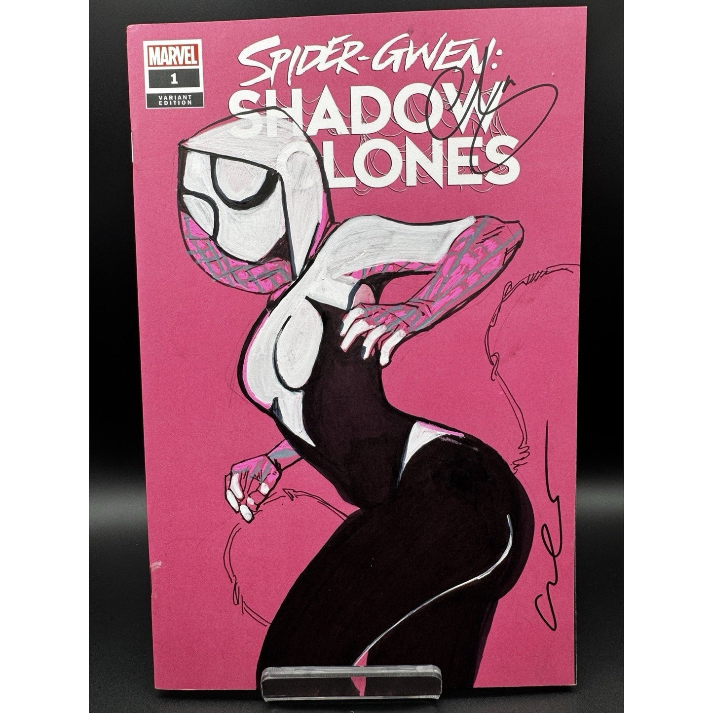 Spider Gwen:Shadow Clones #1 Blank Cover Sketch & Signed By Escorza Bros.
