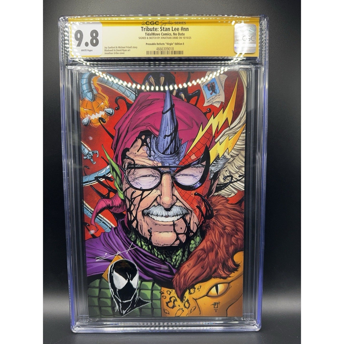 Tribute Stan Lee CGC SS 9.8 Pressable Edition E Signed & Remarked Jonathan Uribe