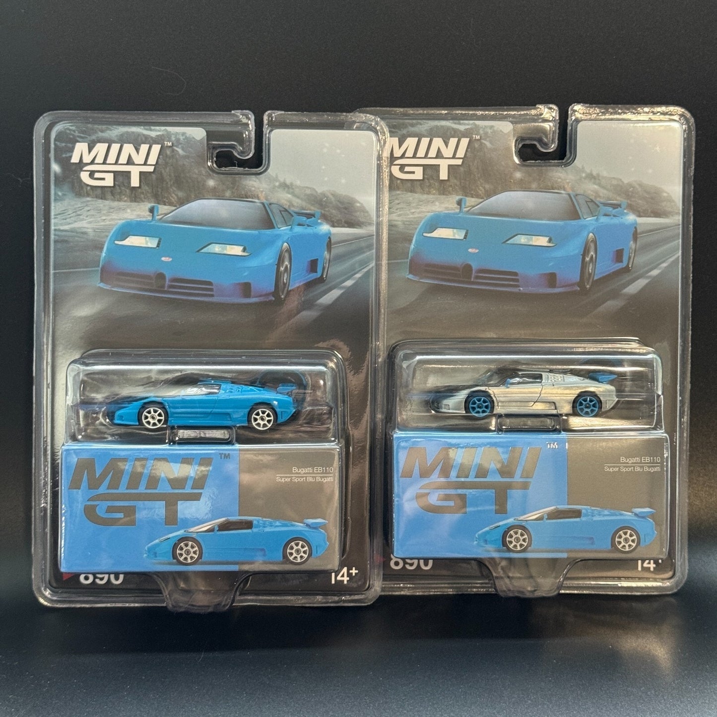 CHASE + REG Mini GT 1:64 Bugatti EB110 Super Sport Blue Bugatti #890