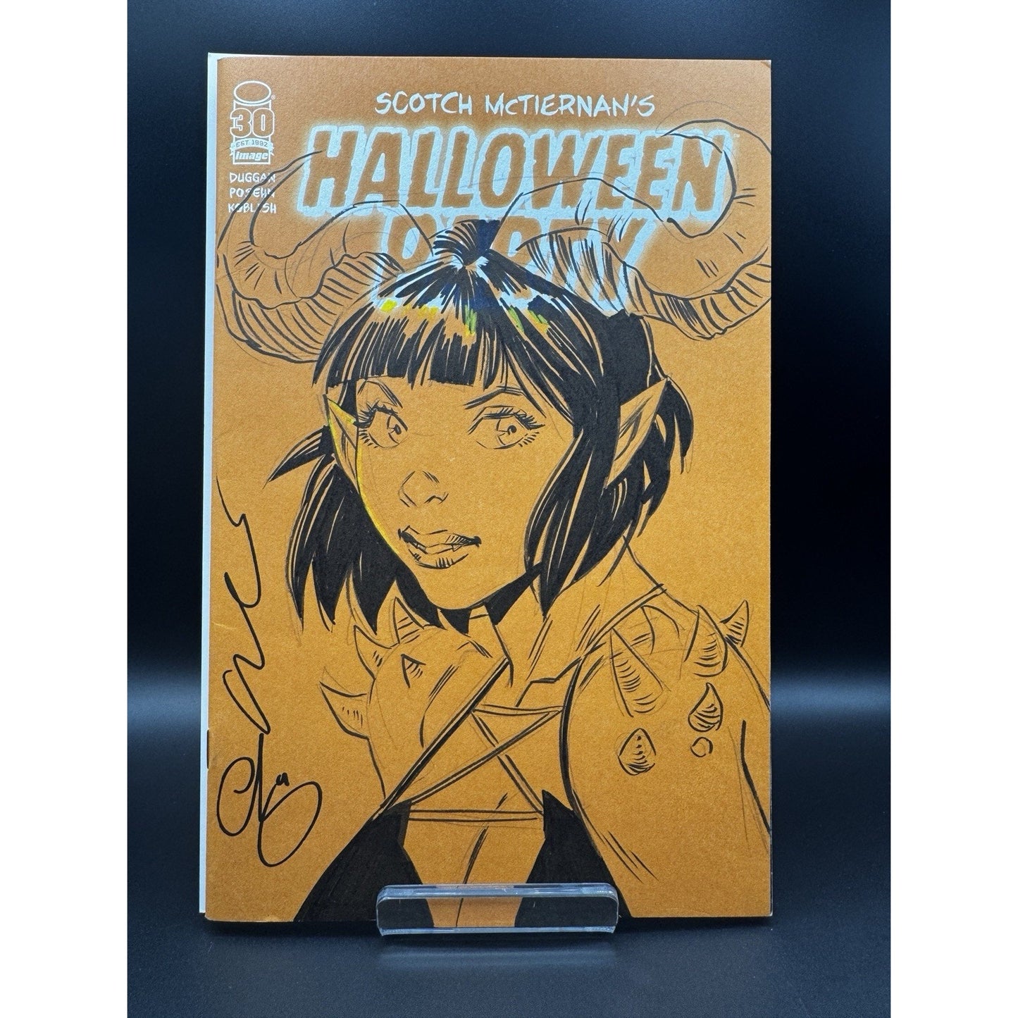 Halloween Party (Scotch McTiernan) Blank Cover Sketch & Signed By Escorza Bros.