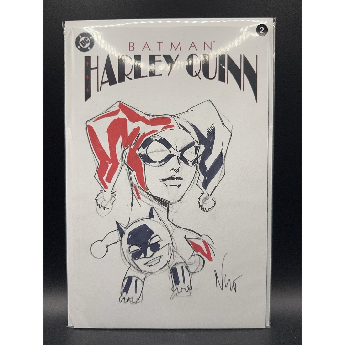 DC Batman Harley Quinn Blank Sketch By Eddie Nunez w/COA