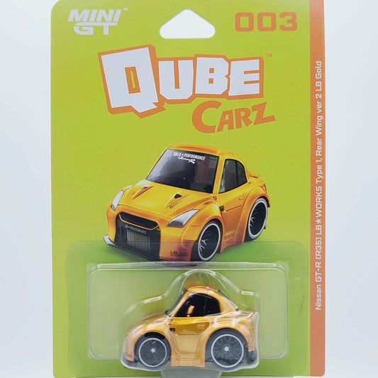 Mini GT Qube Carz LBWK Series 1 Nissan GT-R R35 LB-Works Type 1 ver 2 - Gold