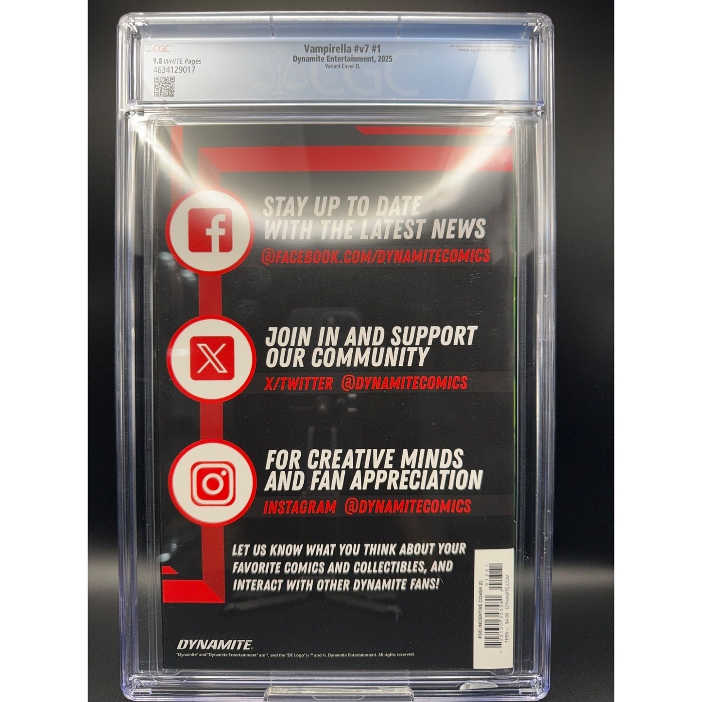 Vampirella v7 #1 - CGC 9.8 - Mark Spears Variant ZL - Dynamite Entertainment