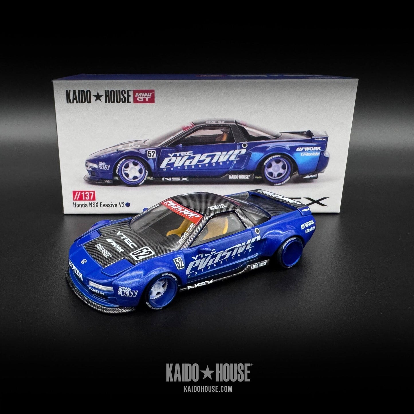 Kaido House x Mini GT Honda NSX Evasive V2 Blue Model Car KHMG137 - Blue