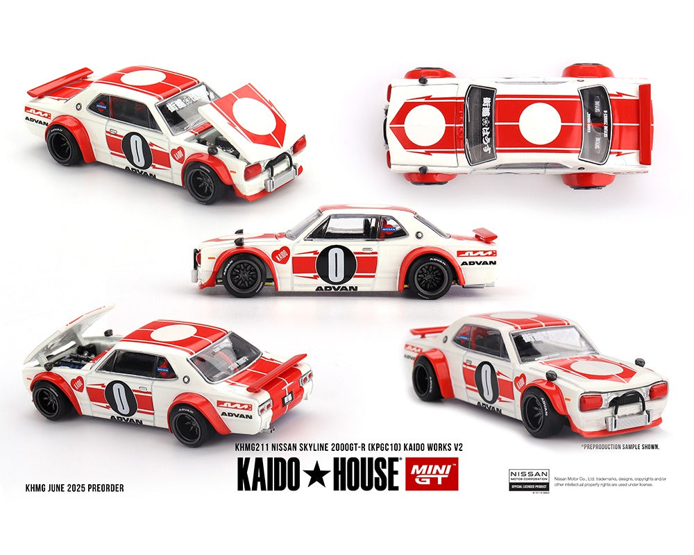 (COMING SOON) Kaido House x Mini GT 1:64 Nissan Skyline 2000GT-R (KPGC10) Kaido Works V2 – White