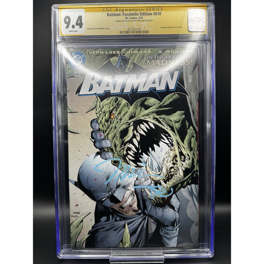 CGC 9.4 Batman #610 Facsimile 2x Signed (Jim Lee, Alex Sinclair)