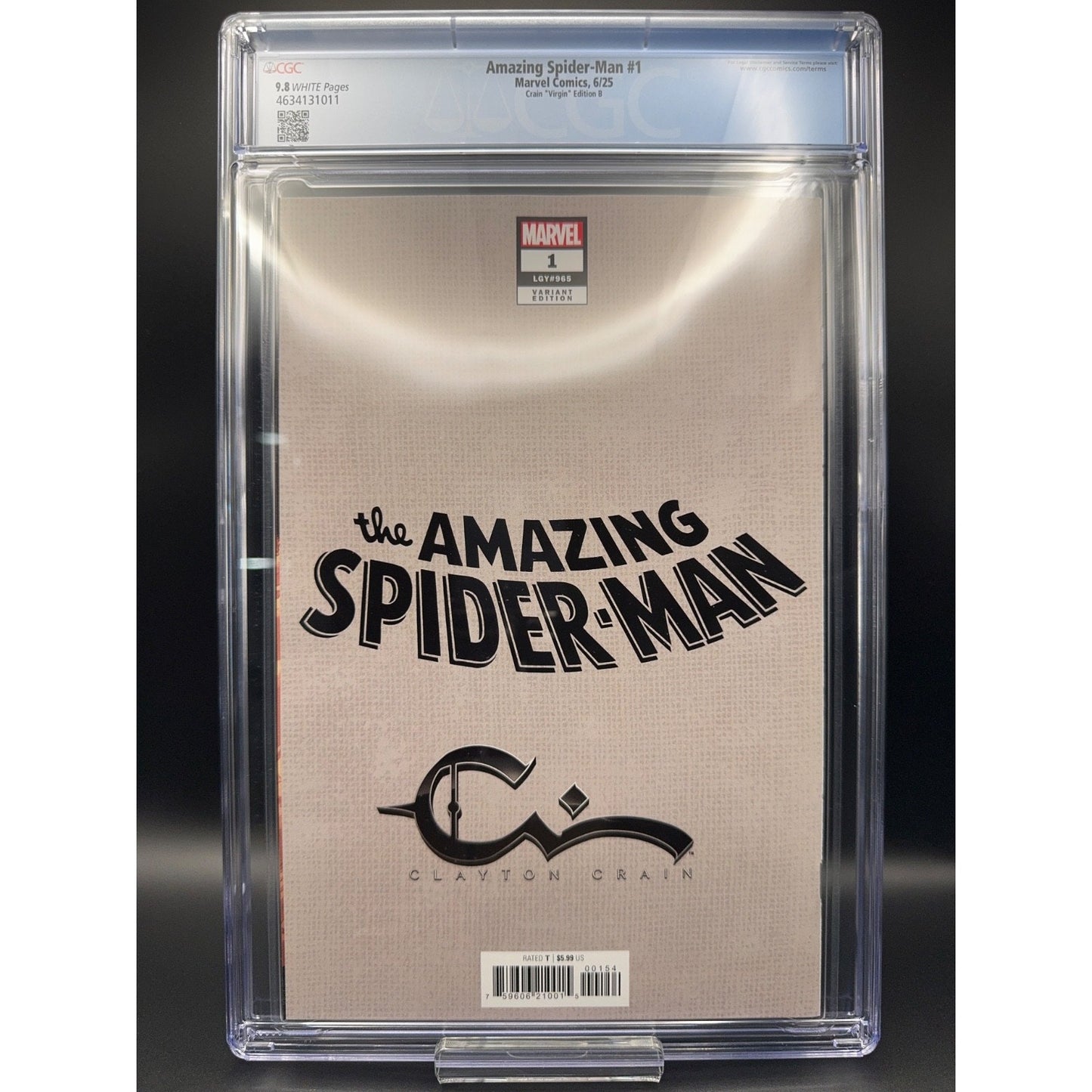 CGC 9.8 Amazing Spider-Man 1 Clayton Crain Virgin Variant Comic Marvel