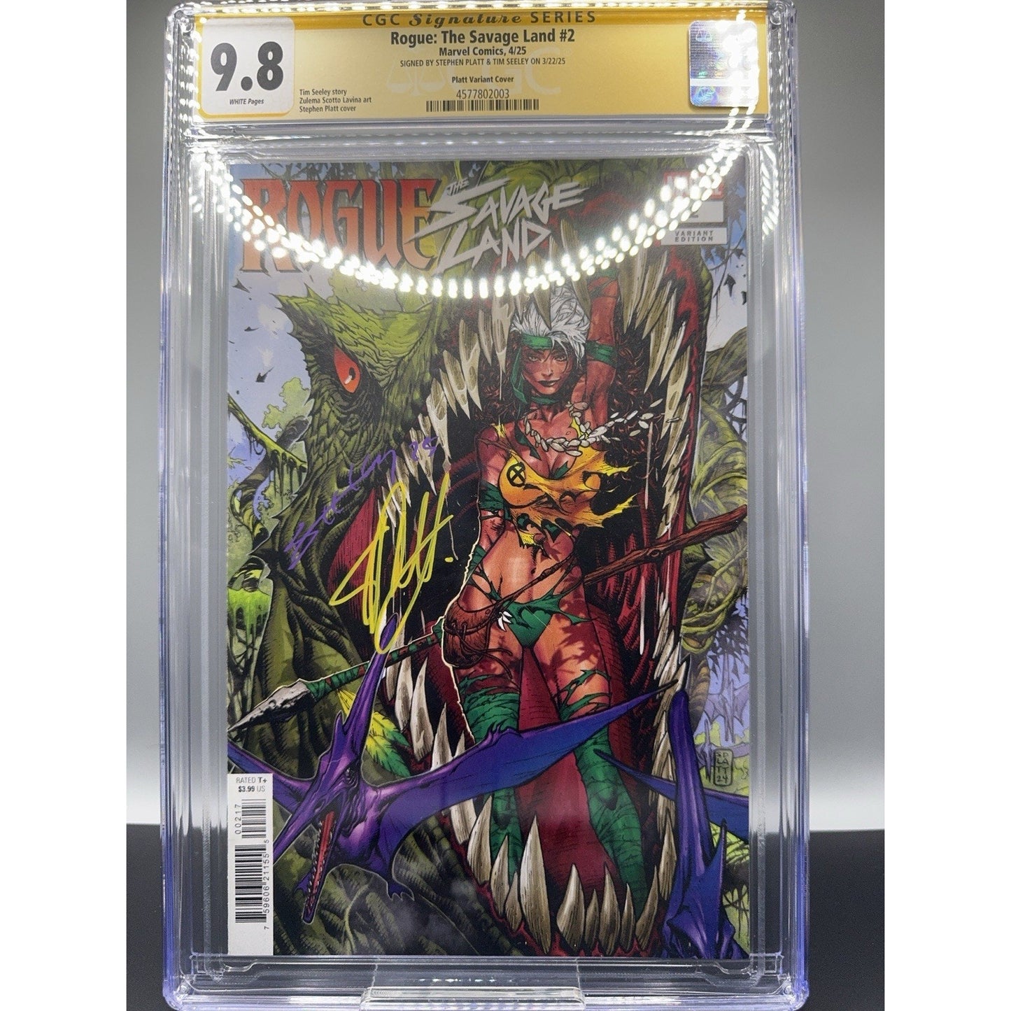 Rogue: The Savage Land #2 • CGC SS 9.8 • Signed By Stephen Platt & Tim Seeley