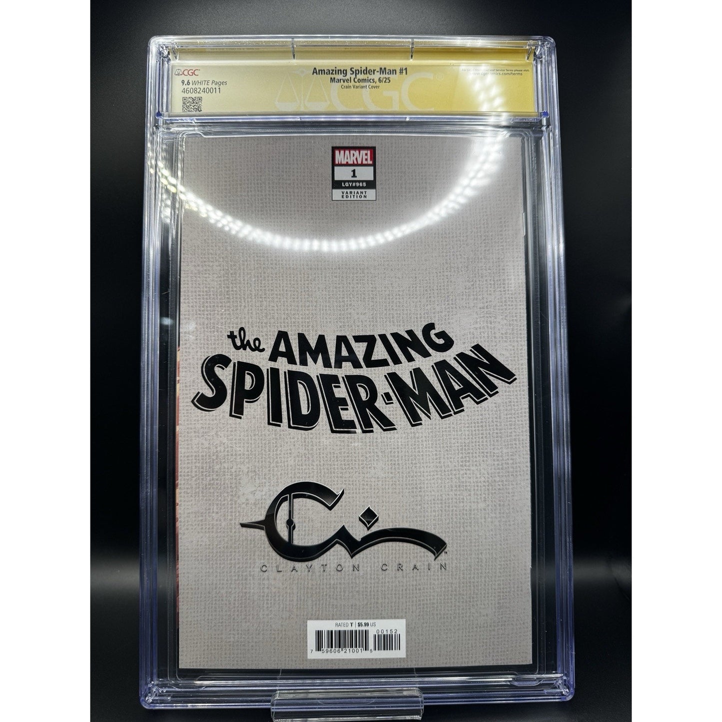 Amazing Spider-man #1 Clayton Crain Dallas Fan Expo CGC SS 9.6 Signed by Crain