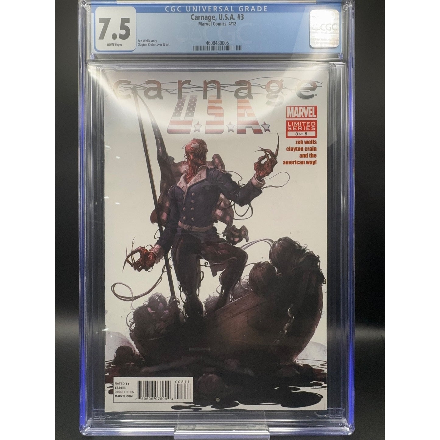 Carnage USA #3 CGC 7.5 Clayton Crain Art