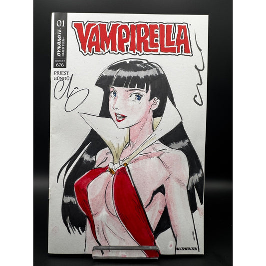 Vampirella #1 Blank Cover Sketch & Signed By Escorza Bros.