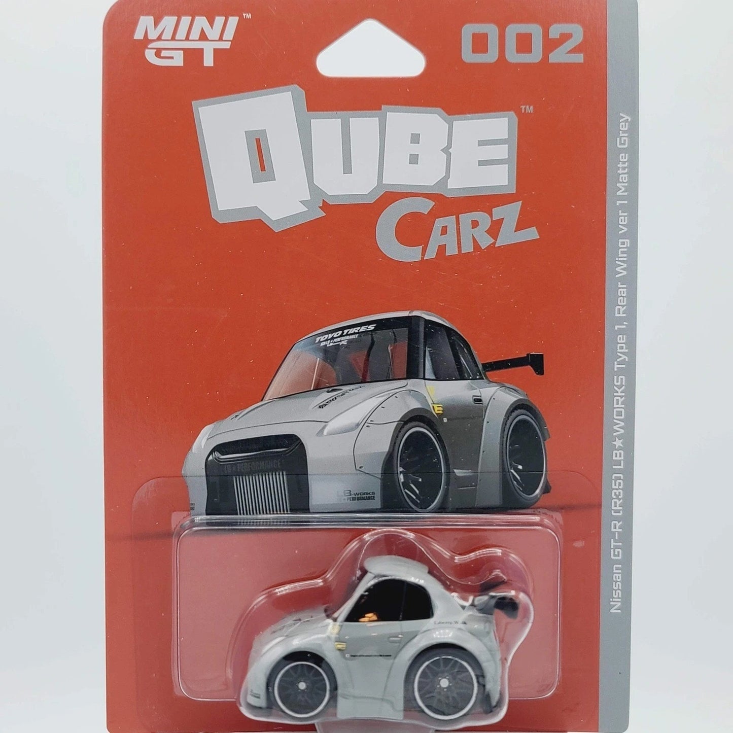 Mini GT Qube Carz LBWK Series 1 Nissan GT-R R35 LB-Works type 1 ver 1 Matte Grey