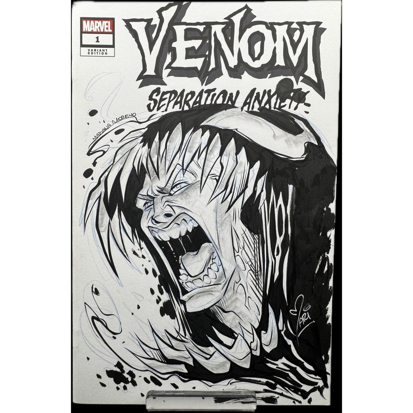 Venom: Separation Anxiety #1 Blank Cover Sketch & Signed By Mariana Moreno