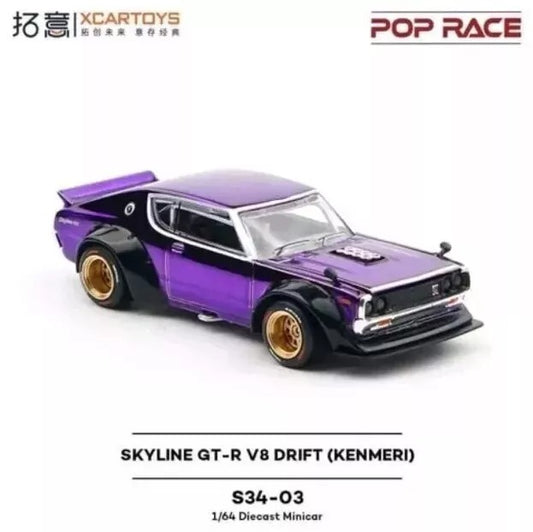 Pop Race x XCARTOYS Exclusive 1/64 Nissan Kenmeri Gt-R V8 Drift