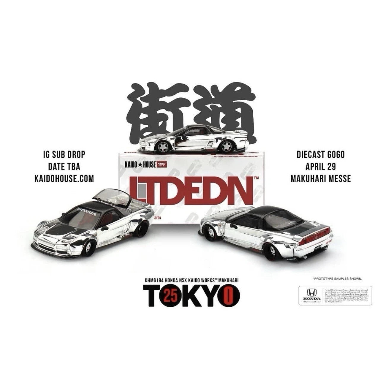 KAIDO HOUSE x Mini GT | LTDEDN NSX Makuhari Exclusive Chrome | KHMG184 | Tokyo 2025